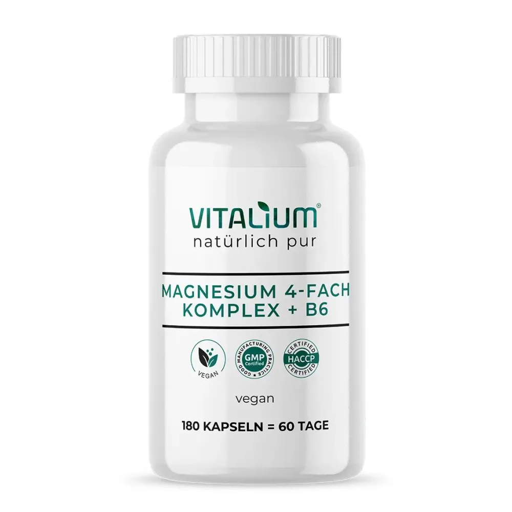 meinVitalium - Magnesium 4-fach Komplex + B6 Kapseln (ohne Oxid)| Best