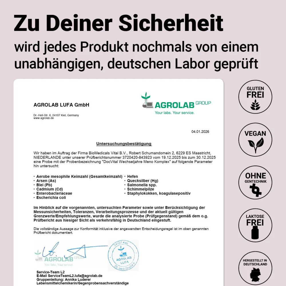 Meno Komplex Wechseljahre Kapseln - Yamswurzel & Rotklee für die Menopause - DocVital®| Discount