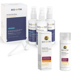 MINOXIDIL BIO-H-TIN® 50mg/ml für Männer + BIO-H-THIN ® belebendes Coffein-Shampoo> Hot