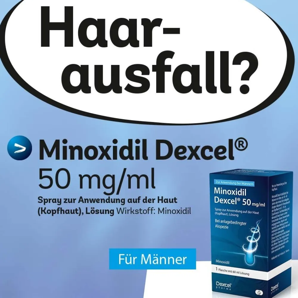 Minoxidil Dexcel® 50 mg/ml Spray, bei erblich bedingtem Haarausfall bei Männern| Online
