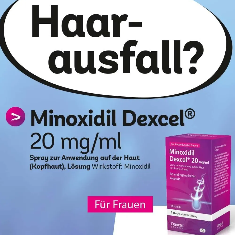 Minoxidil Dexcel® 20 mg/ml Spray, bei erblich bedingtem Haarausfall bei Frauen| Clearance