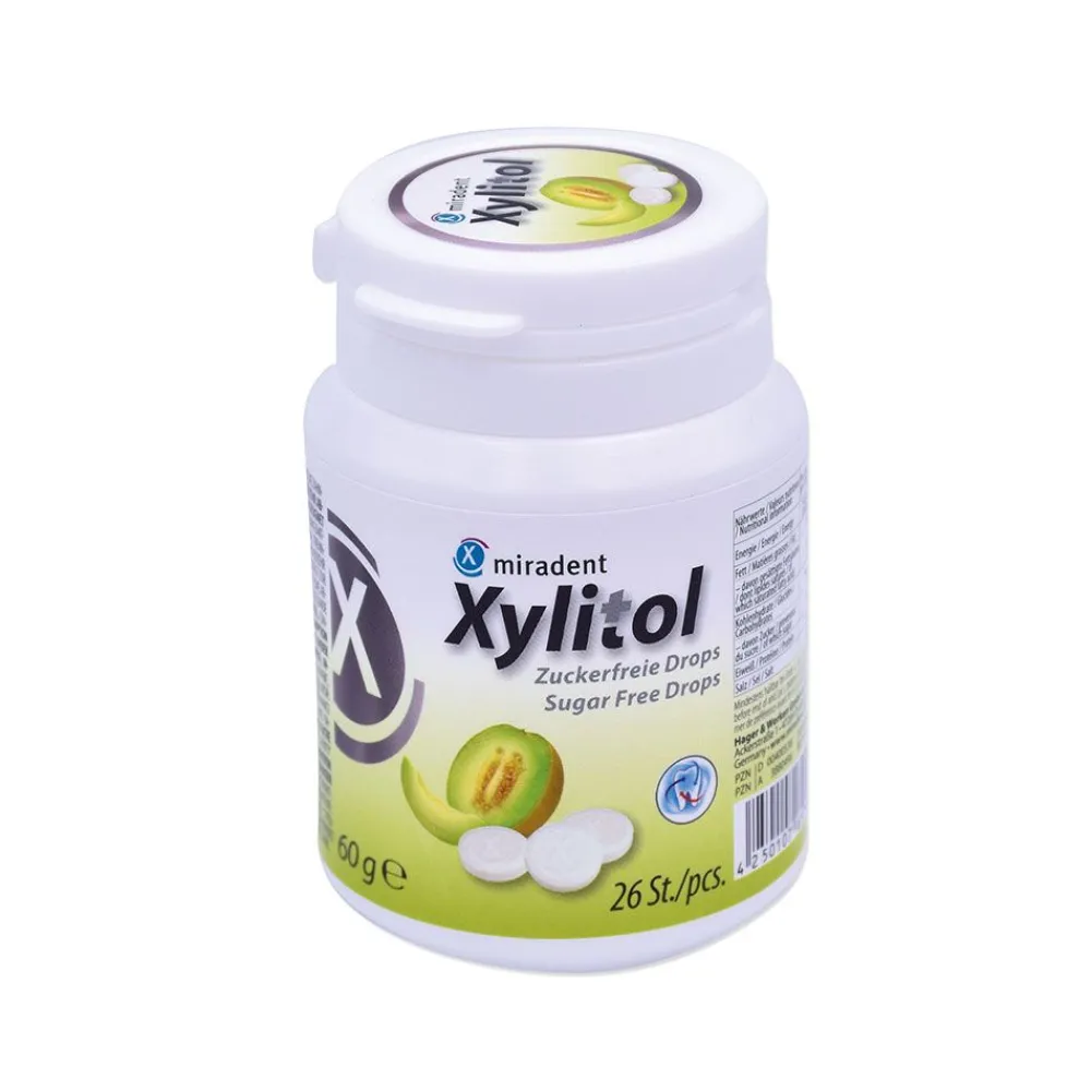 Xylitol zuckerfreie Drops, Honigmelone>Miradent Discount