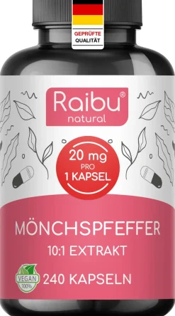 Mönchspfeffer Kapseln Hochdosiert, 20 mg pro Kapsel, 10:1 Extrakt, 240 St ->Raibu Sale