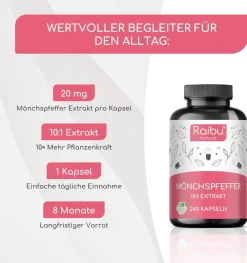 Mönchspfeffer Kapseln Hochdosiert, 20 mg pro Kapsel, 10:1 Extrakt, 240 St -><noscript><img width=