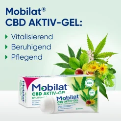 ® CBD Aktiv-Gel: Vitalisierendes und pflegendes Gel zur Entspannung beanspruchter Körperpartien. Mit hochkonzentriertem CBD (>99% Reinheit), Arnika-Extrakt und Rosskastanien-Extrakt.>Mobilat New