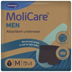 MEN – Diskrete waschbare Inkontinenzhose, schützende Boxershorts für sehr leichte Blasenschwäche, Größe M schwarz>MoliCare