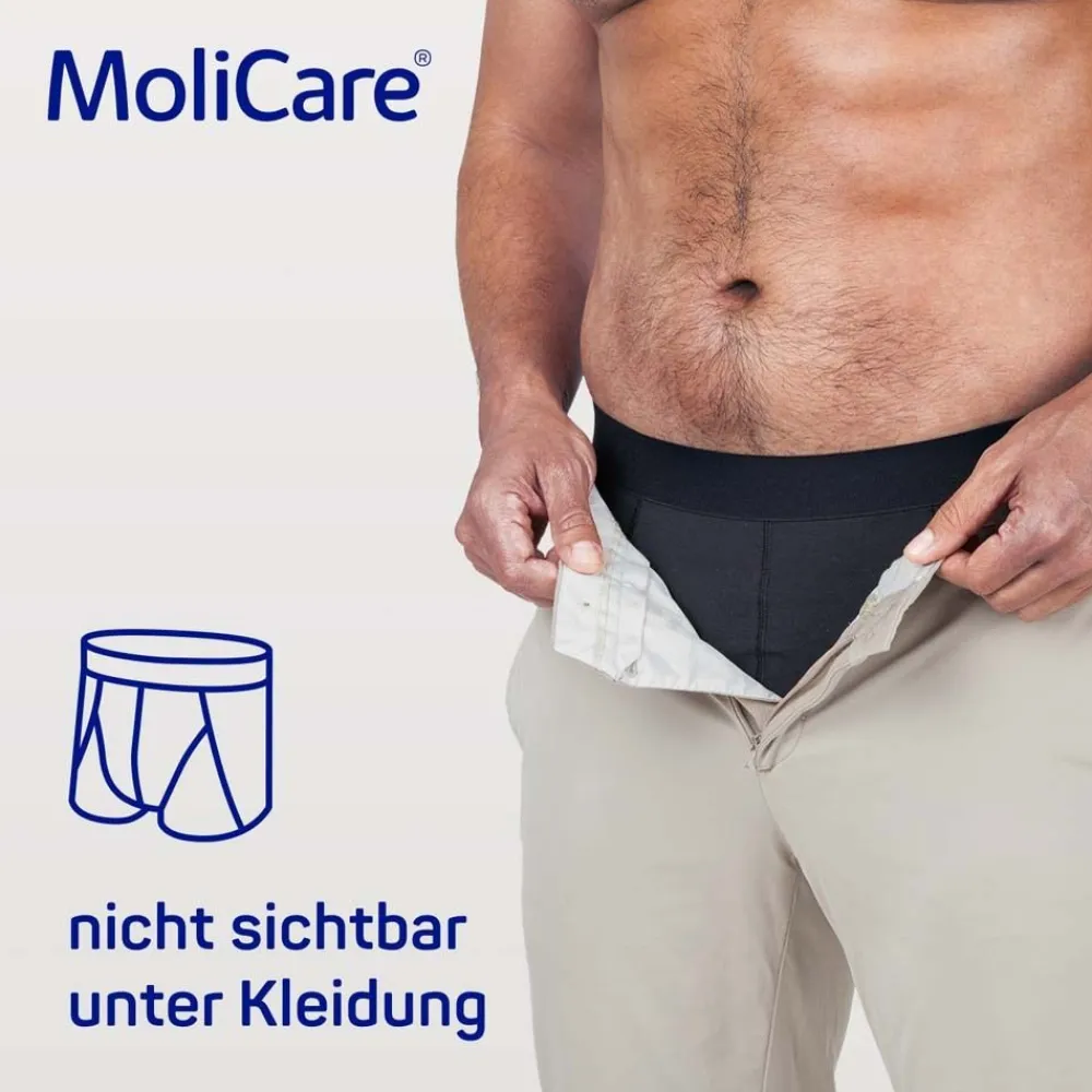 MEN – Diskrete waschbare Inkontinenzhose, schützende Boxershorts für sehr leichte Blasenschwäche, Größe M schwarz>MoliCare
