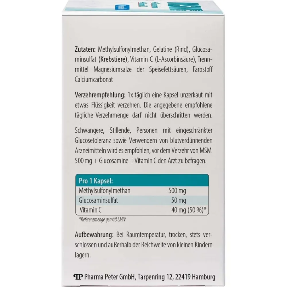 MSM 500 mg + Glucosamin + Vitamin C Kapseln> New