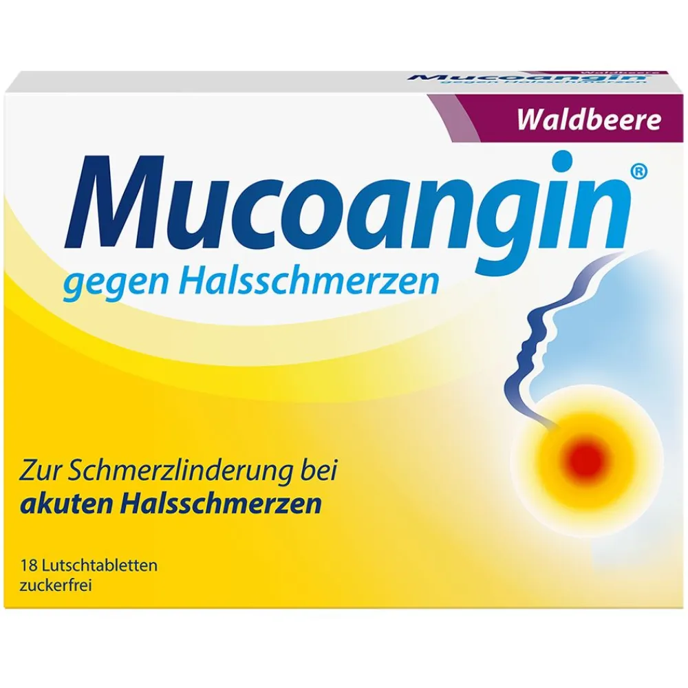 Mucoangin Waldbeere 20 mg | Lutschtabletten gegen Halsschmerzen, 3h Schmerzlinderung| Hot