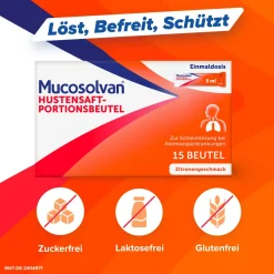 Mucosolvan Hustensaft Portionsbeutel | 30 mg | Praktischer für unterwegs><noscript><img width=