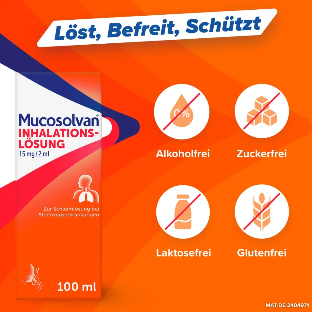 Inhalationslösung 2x 100ml | löst Schleim und lindert den Hustenreiz>Mucosolvan Hot