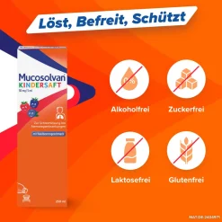 Kindersaft 250ml | löst Schleim, erleichtert Abhusten und lindert Hustenreiz|Mucosolvan Discount