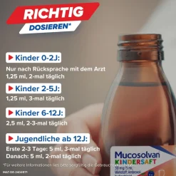 Kindersaft 250ml | löst Schleim, erleichtert Abhusten und lindert Hustenreiz|Mucosolvan Discount