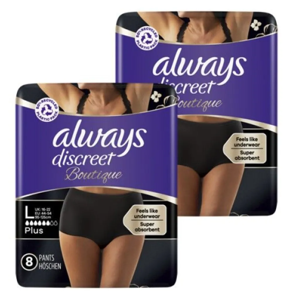 Multipack 2x 8 Stück Discreet Boutique Schwarze Höschen Gr. L>always Discount