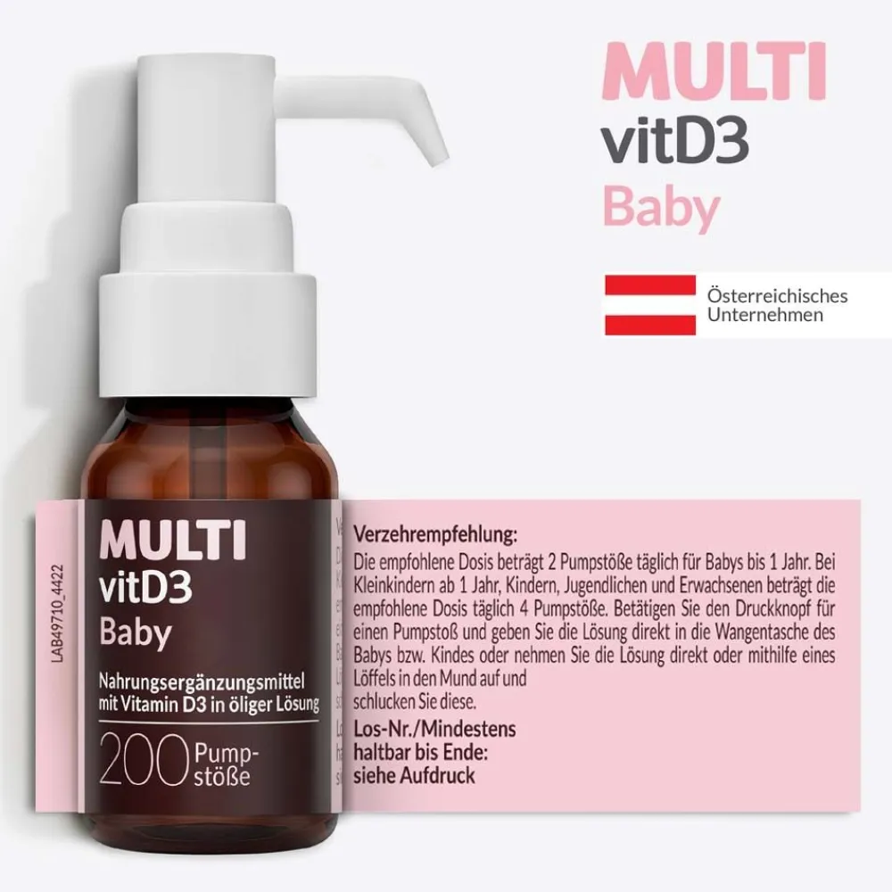 MULTIvitD3 Baby – Vitamin D3 für Babys und Kleinkinder mit praktischer und leicht anzuwendender Dosierpumpe> Online