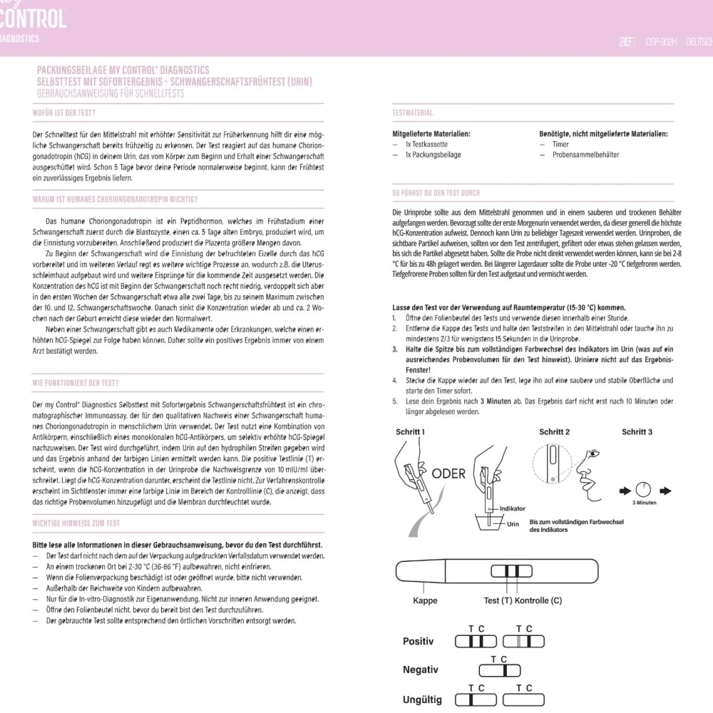 my Control® Diagnostics Selbsttest mit Sofortergebnis hCG/Schwangerschaftsfrühtest| Best