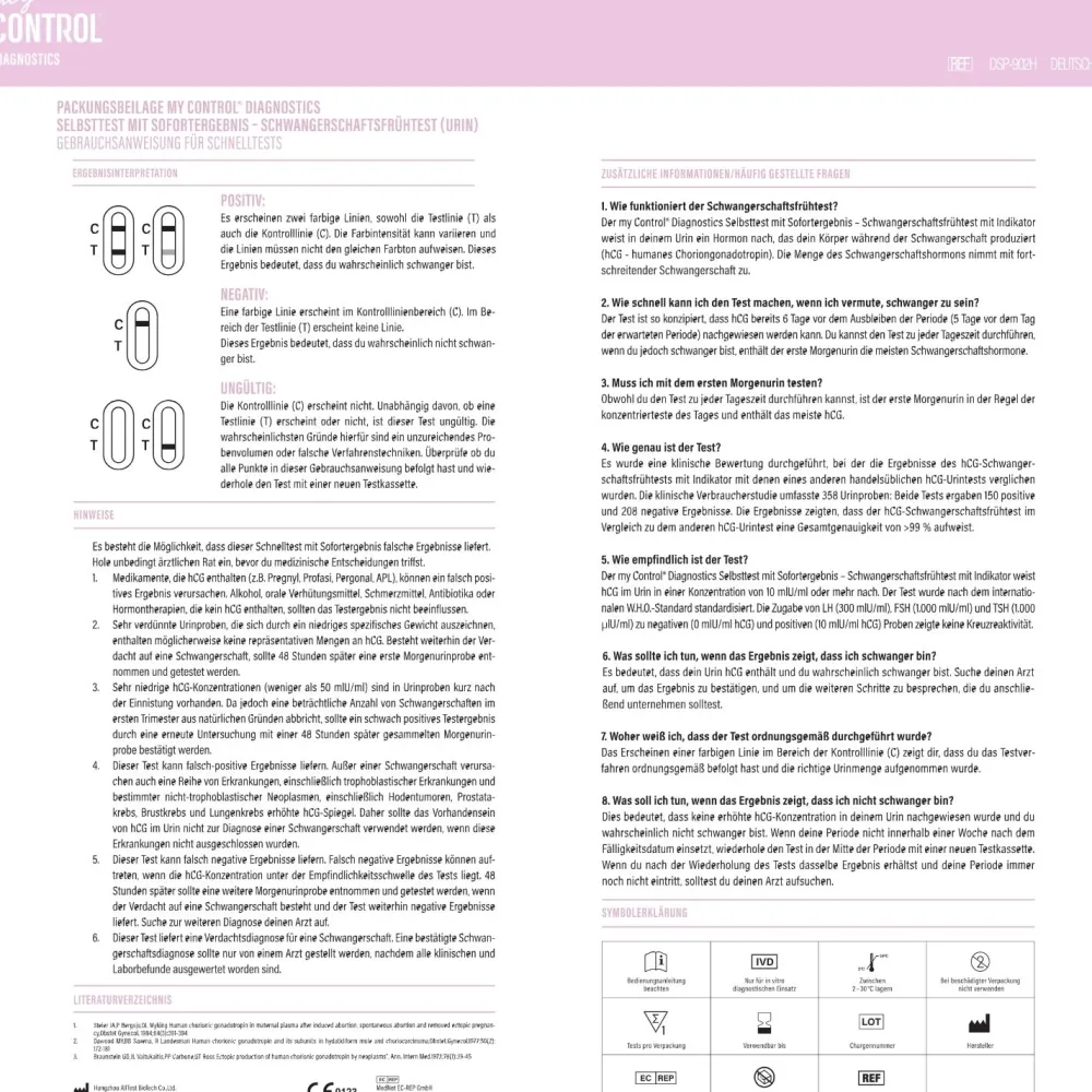 my Control® Diagnostics Selbsttest mit Sofortergebnis hCG/Schwangerschaftsfrühtest| Best