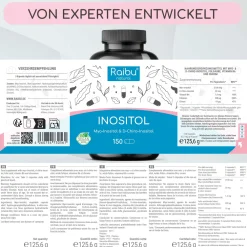 Myo Inositol & D-Chiro Kapseln, Hergestellt in Deutschland, 150 St -|Raibu Outlet