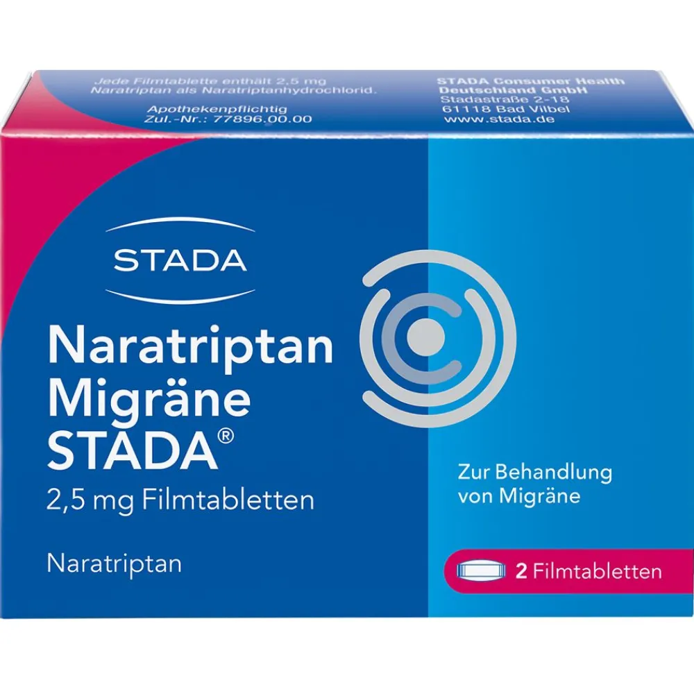 Migräne STADA® 2,5 mg lindert Migränekopfschmerzen mit und ohne Aura>Naratriptan Sale