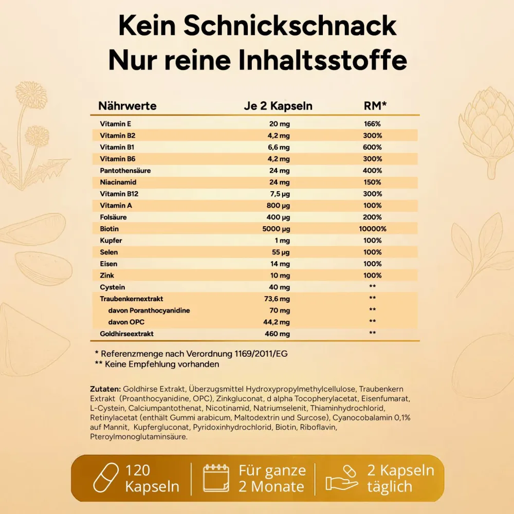 NAROVITAL® Hair-Power - Haar Vitamine Kapseln mit Biotin für Frauen & Männer| Clearance
