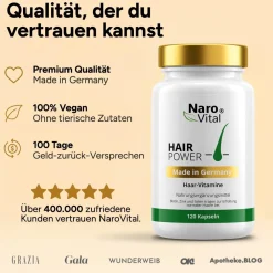 NAROVITAL® Hair-Power - Haar Vitamine Kapseln mit Biotin für Frauen & Männer| Clearance