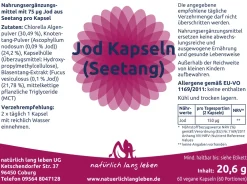 Jod Kapseln 75 µg aus Seetang|natürlich lang leben Sale