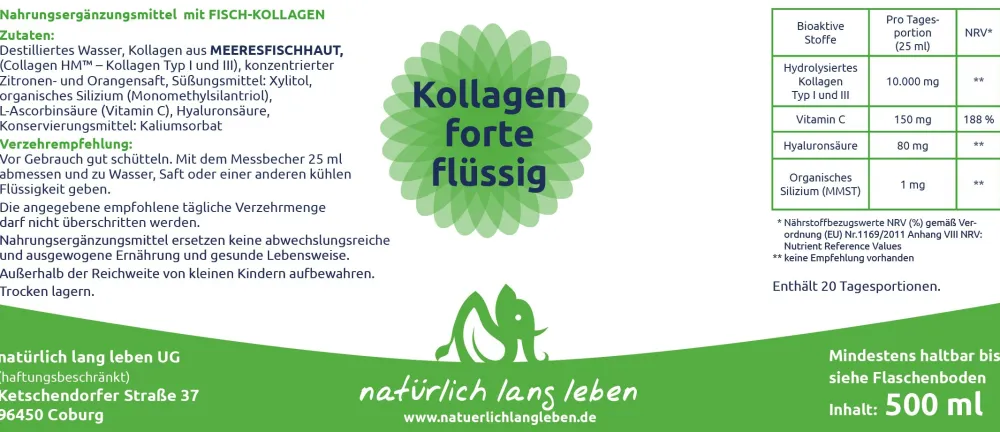 Kollagen forte flüssig>natürlich lang leben New
