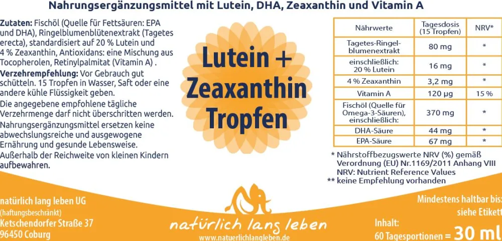 Lutein & Zeaxanthin Tropfen>natürlich lang leben Hot