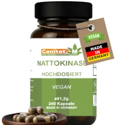 Nattokinase Hochdosiert 20.000FU/g | 240 Kapseln | 8 Monate Vorrat | Canitat M> New