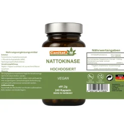 Nattokinase Hochdosiert 20.000FU/g | 240 Kapseln | 8 Monate Vorrat | Canitat M> New