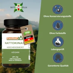 Nattokinase Hochdosiert 20.000FU/g | 240 Kapseln | 8 Monate Vorrat | Canitat M><noscript><img width=