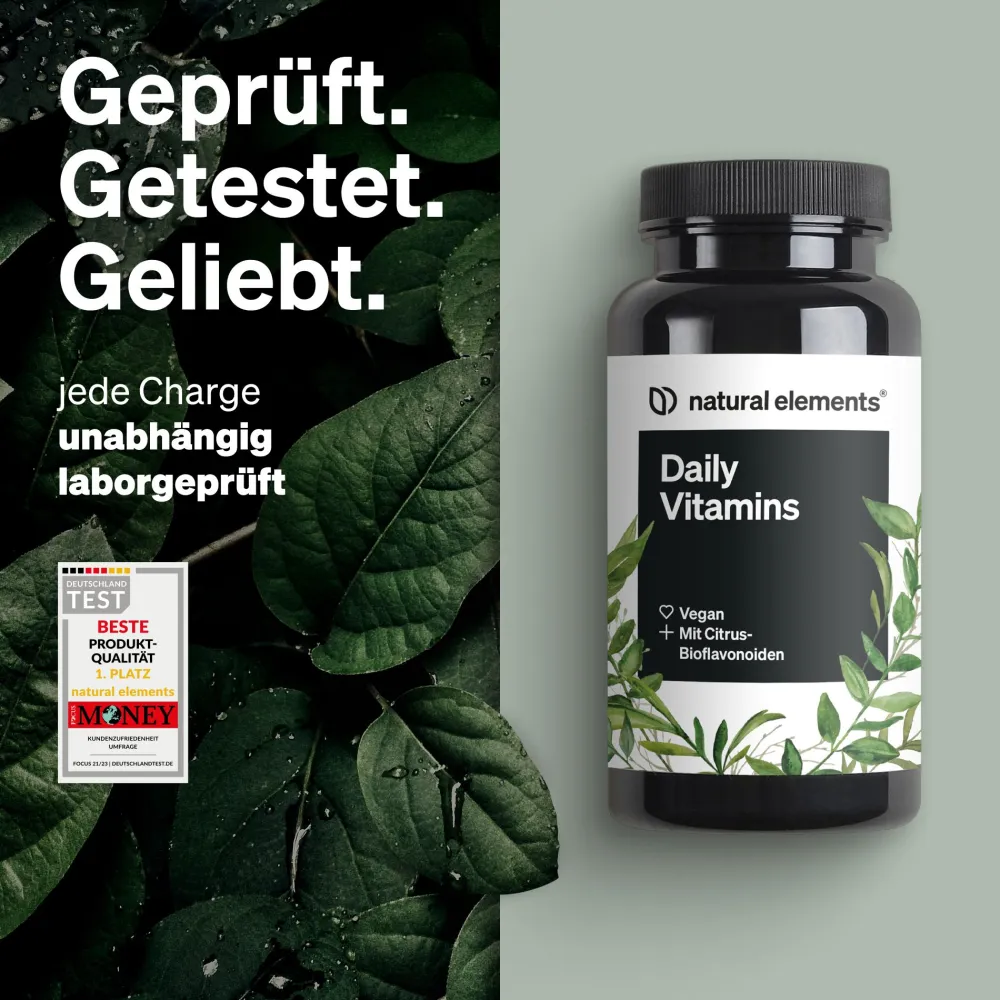 Daily Vitamins – 120 Kapseln – alle wertvollen Vitamine A-K – perfekt für Sportler>natural elements Clearance