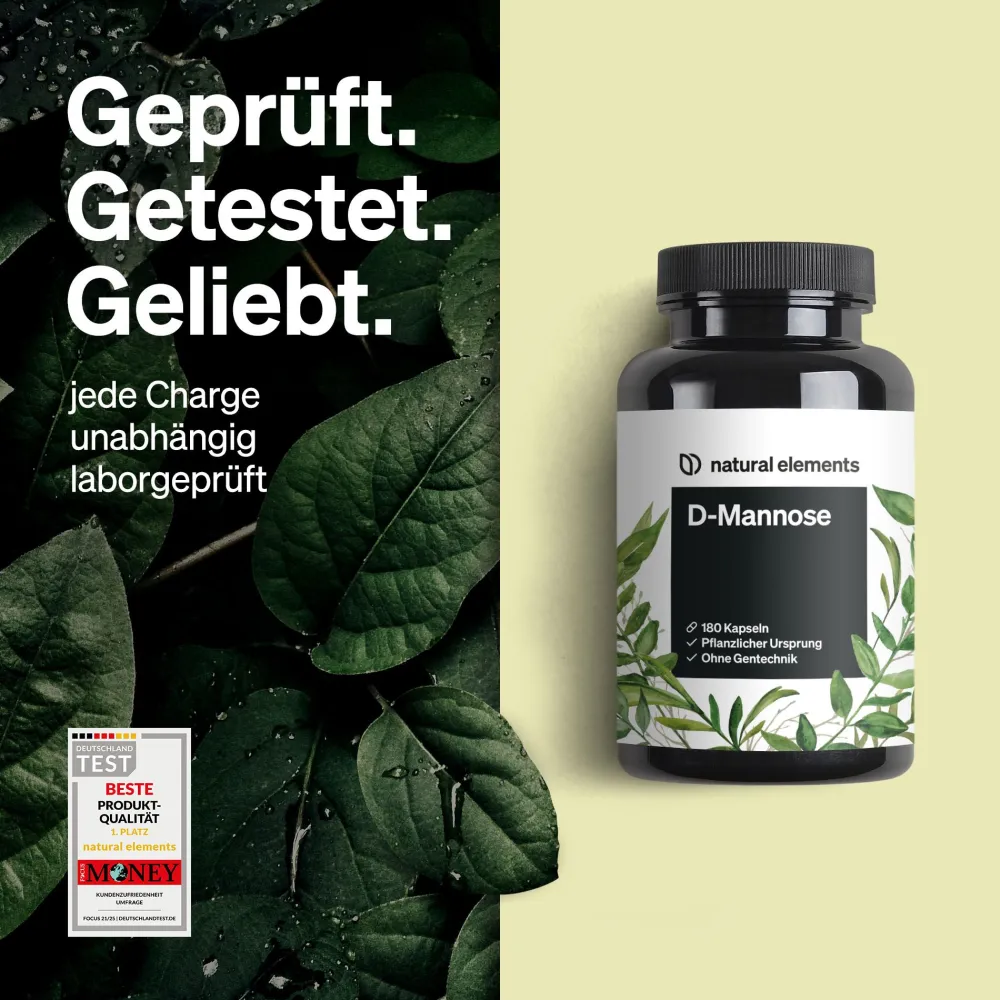D-Mannose – 180 Kapseln – 1800mg D-Mannose pro Tagesdosis – optimal dosiert>natural elements Discount