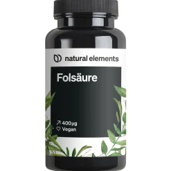 Folsäure – 400 Tabletten – 400mcg pro Tagesdosis – Kinderwunsch und Schwangerschaft>natural elements Hot