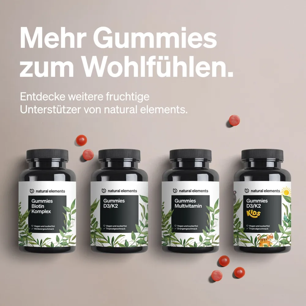 Gummies Multivitamin – 120 Stück – mit 12 Vitaminen, Biotin, Folsäure, Zink & mehr>natural elements Best