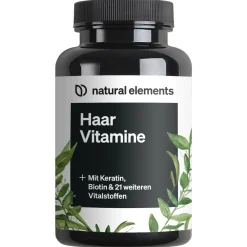 Haar Vitamine – 180 Kapseln mit Keratinhydrolysat, Biotin, Selen, Zink & mehr>natural elements Outlet