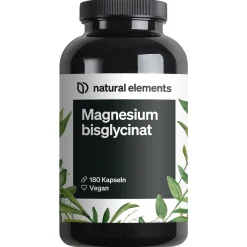 Magnesiumbisglycinat – Chelatiertes Magnesium – 180 Kapseln – 300mg Magnesium/Tag>natural elements Outlet