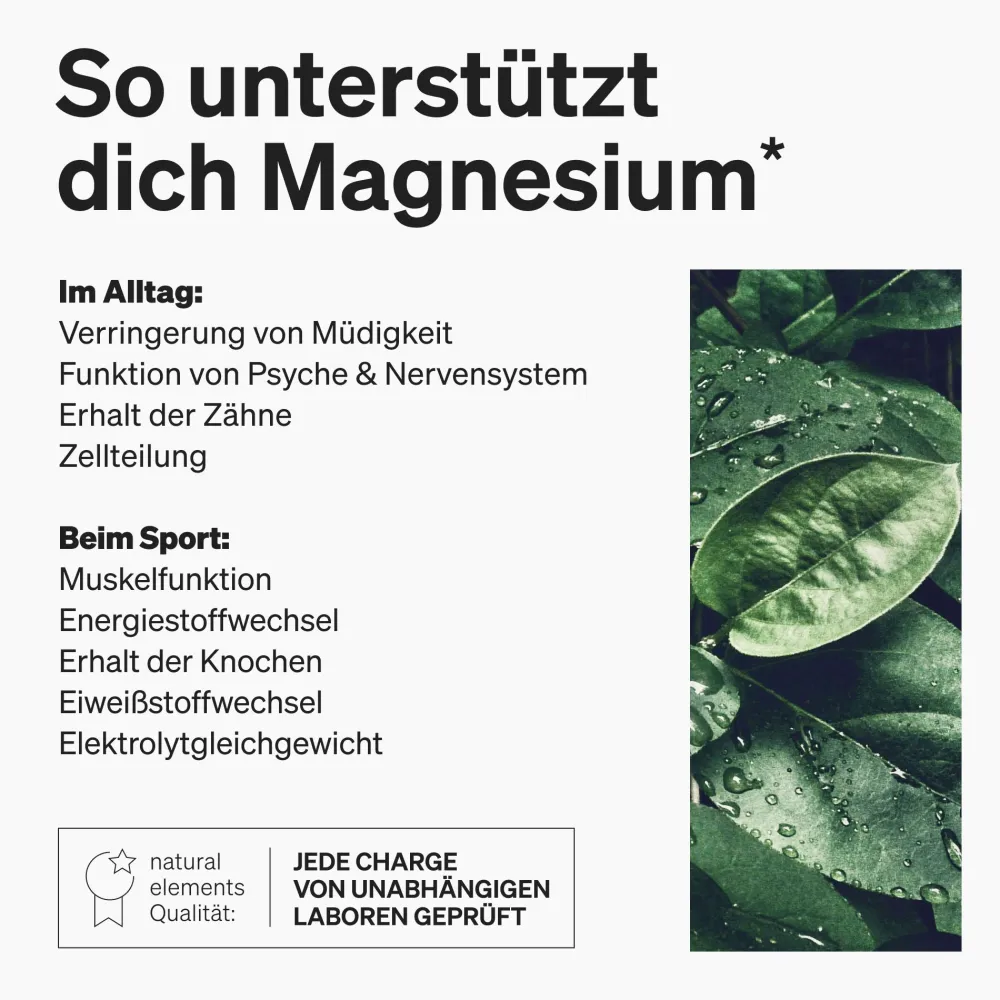 Magnesium Komplex – 5 hochwertige Verbindungen – 400mg elementares Magnesium/Tag|natural elements Online