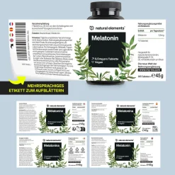 Melatonin – 365 Tabletten – 0,5mg Melatonin/Tablette – Einschlafspray-Alternative>natural elements Best