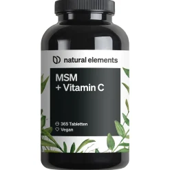 MSM 2000mg + natürliches Vitamin C – 365 Tabletten – Methylsulfonylmethan>natural elements
