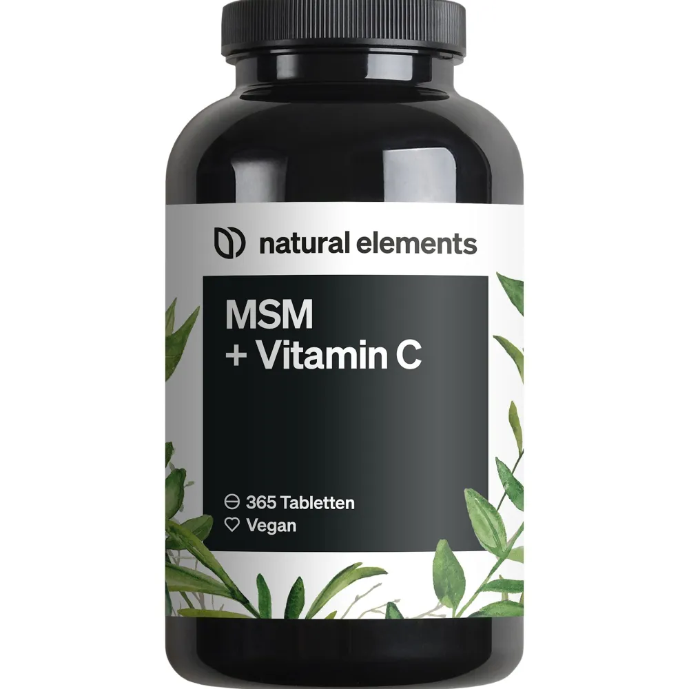 MSM 2000mg + natürliches Vitamin C – 365 Tabletten – Methylsulfonylmethan>natural elements