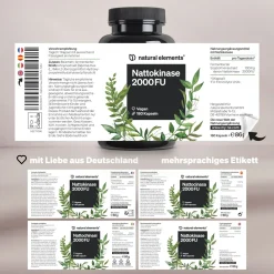 Nattokinase – 180 hochdosierte Kapseln je 100mg (20.000 FU/g) – ohne Gentechnik>natural elements Discount