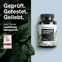 Nattokinase – 180 hochdosierte Kapseln je 100mg (20.000 FU/g) – ohne Gentechnik><noscript><img width=