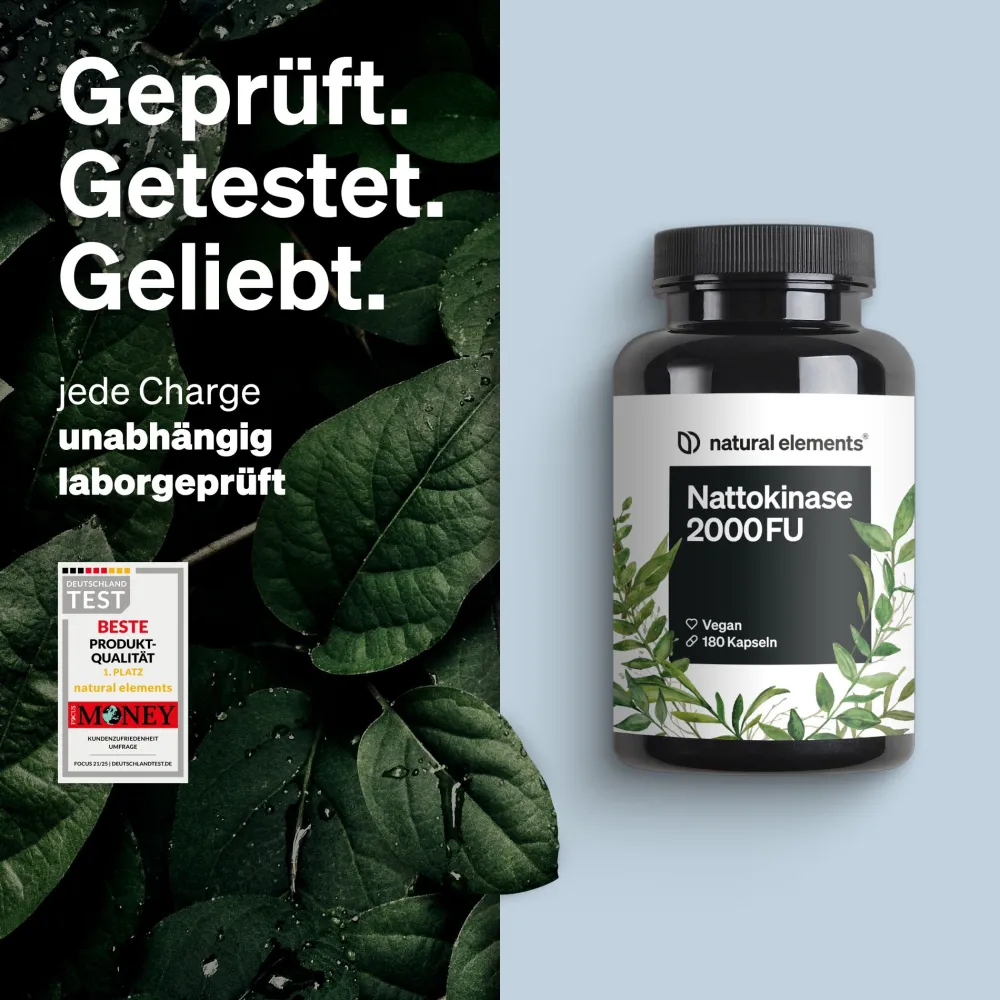 Nattokinase – 180 hochdosierte Kapseln je 100mg (20.000 FU/g) – ohne Gentechnik>natural elements Discount
