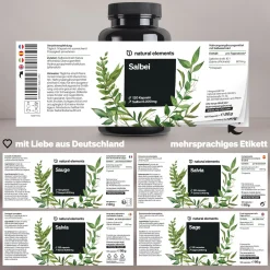 Salbei – 120 Kapseln – 6000mg pro Tagesdosis – Salbei Extrakt 10:1>natural elements Clearance