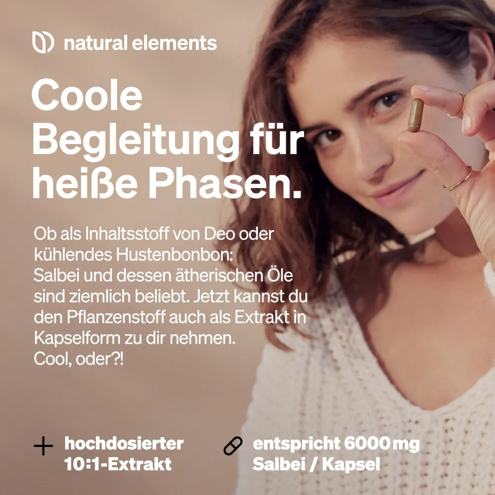 Salbei – 120 Kapseln – 6000mg pro Tagesdosis – Salbei Extrakt 10:1>natural elements Clearance