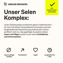 Selen Komplex – 365 Tabletten mit je 200µg – aus Natriumselenit und Selenmethionin|natural elements Online