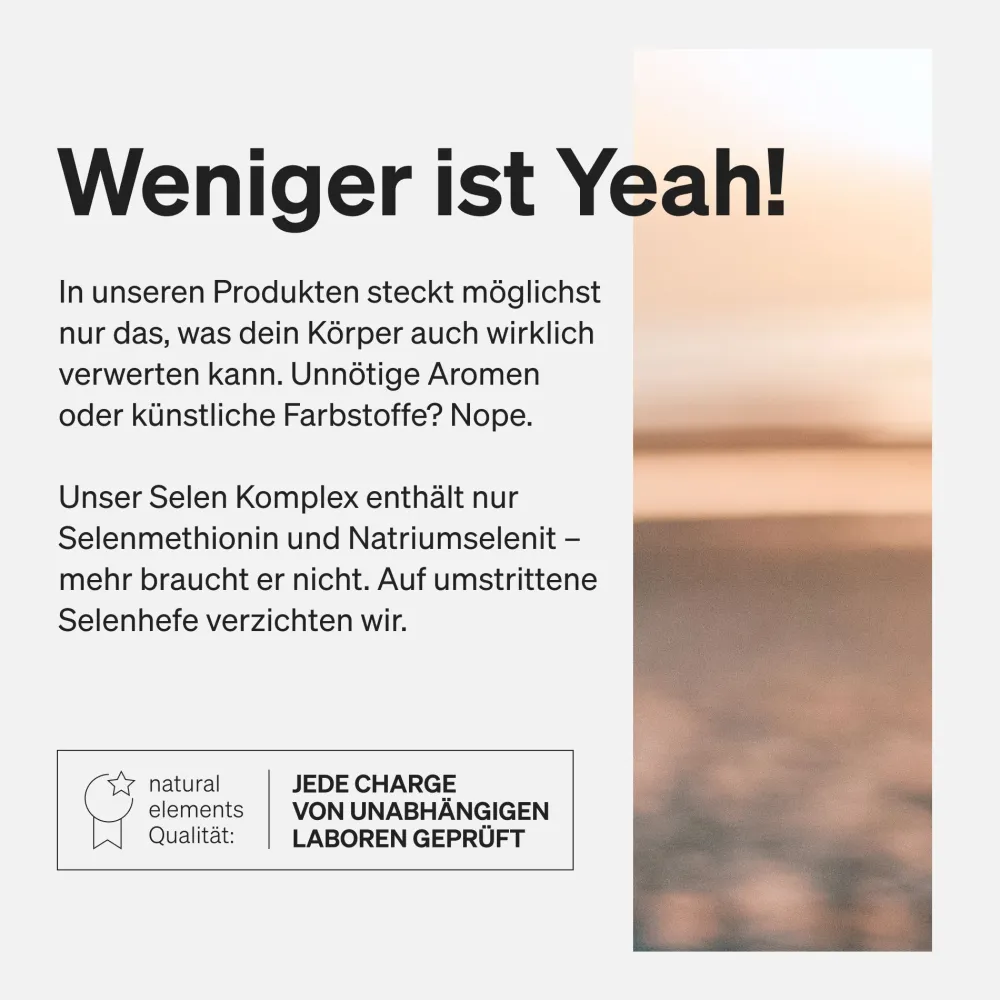 Selen Komplex – 365 Tabletten mit je 200µg – aus Natriumselenit und Selenmethionin|natural elements Online