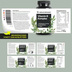 Vitamin B Komplex – 240 Tabletten – mit 8 essenziellen B-Vitaminen & Kofaktoren|natural elements Online
