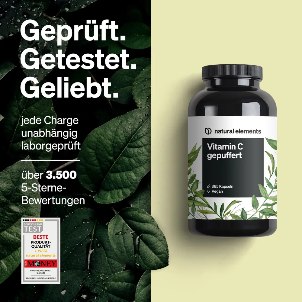 Vitamin C gepuffert 500mg – 365 Kapseln – magenschonend – pflanzliche Fermentation|natural elements Sale